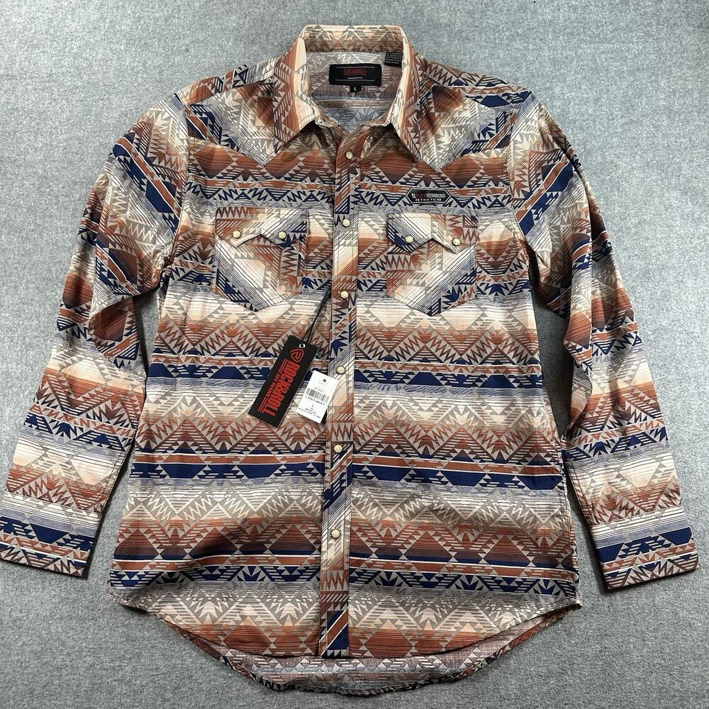 NWT Rock & Roll Western Snap Front Aztec Print Long Sleeve Men’s Size Large